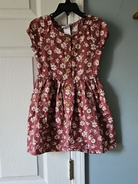 Little Lass Dusty Rose Floral Button-Front Dress